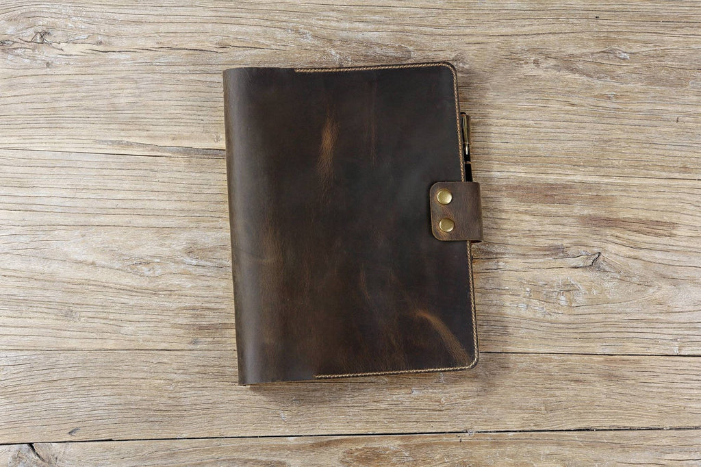 Retro leather A4 4 ring binder folder