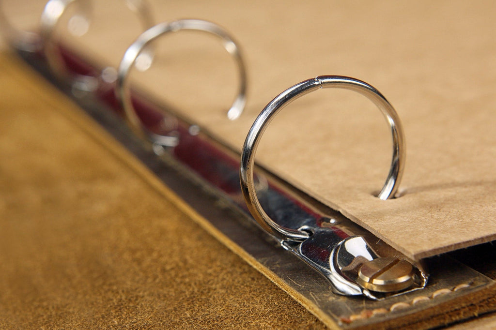 Retro leather A4 4 ring binder folder