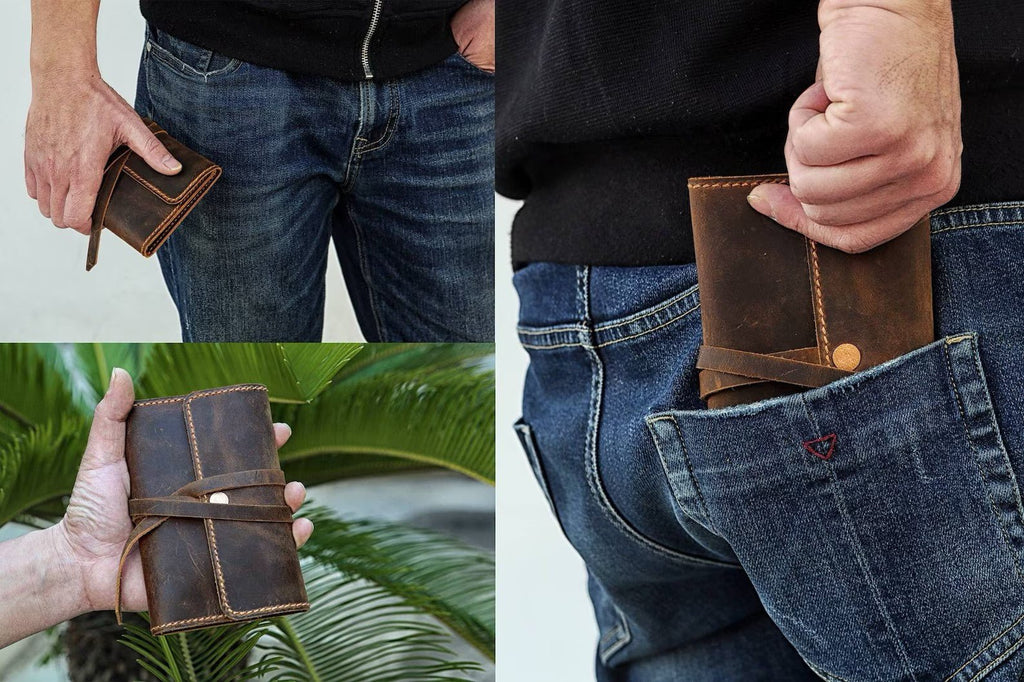 Rugged leather rolling tobacco pouch case tobacco accessories
