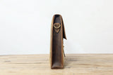 Rustic distressed brown leather shoulder messenger bag