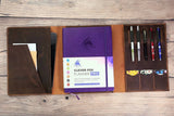 Rustic leather folio organizer for Clever Fox Planner 8.5 x 11 Letter size
