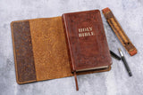 Tooled embossing leather cover case for holy bible KJV , Custom christian gifts for women mother