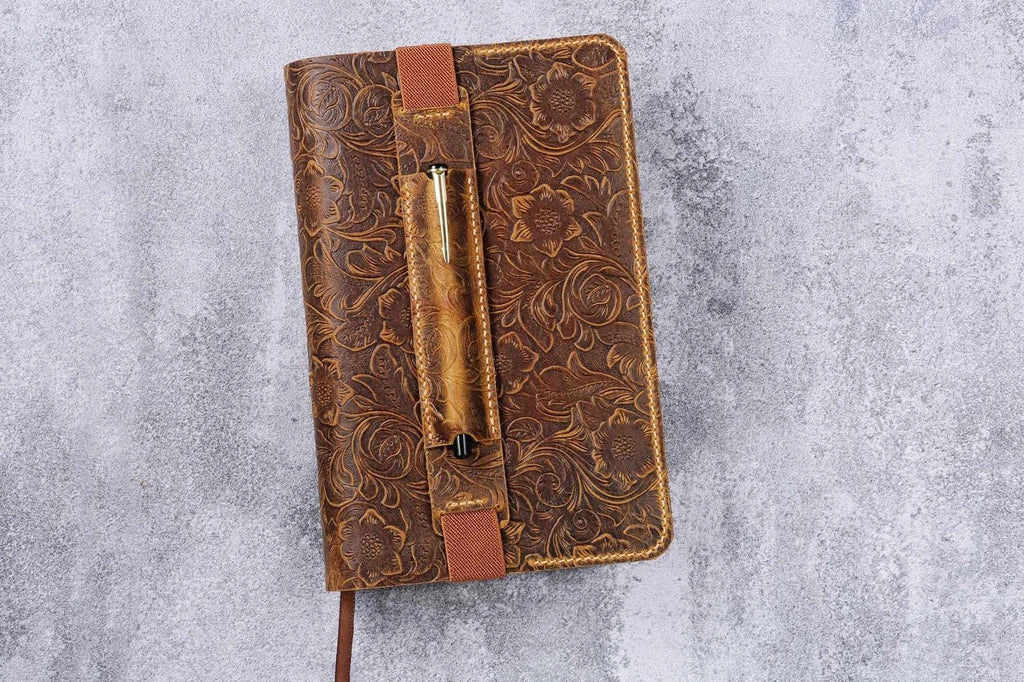 Tooled embossing leather cover case for holy bible KJV , Custom christian gifts for women mother
