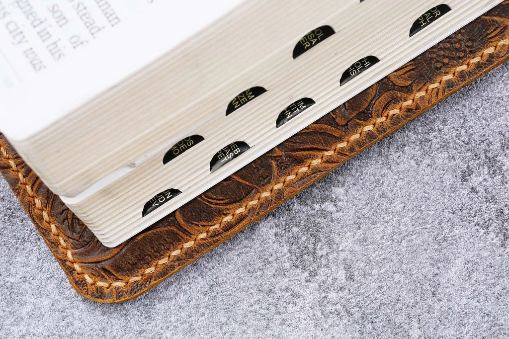 Tooled embossing leather cover case for holy bible KJV , Custom christian gifts for women mother