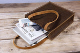 Vintage leather slim tote bag