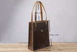Vintage leather slim tote bag