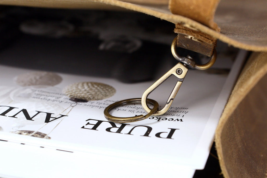 Vintage leather slim tote bag