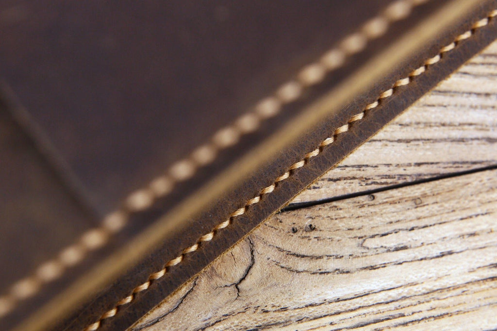 Vintage leather slim tote bag