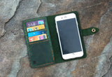 Women girl genuine leather iPhone wallet for iPhone 13 12 11 Pro Max red green leather phone wallet case for iPhone 13 12 mini IPX0MW