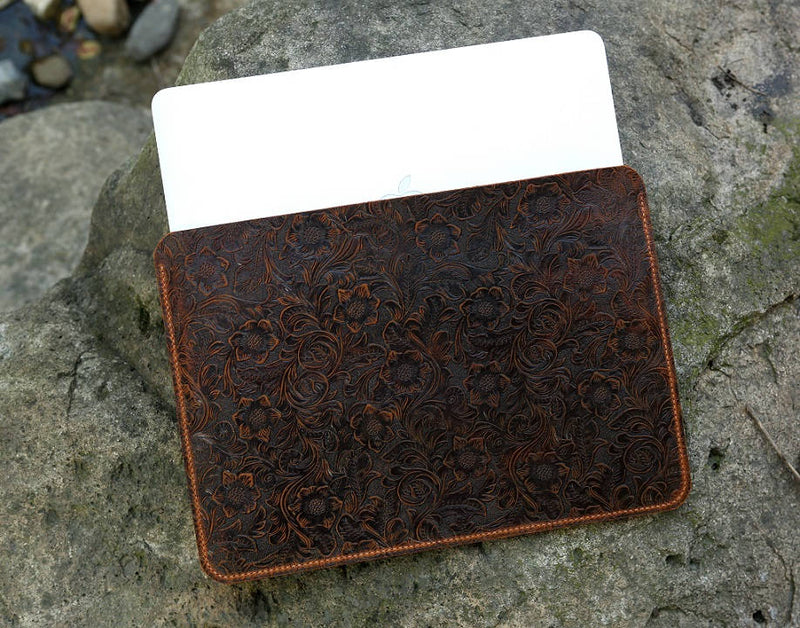 Genuine embossing Leather new macbook sleeve