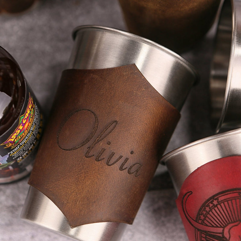 16 oz beer glass - DMleather