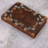 Leather flower floral A6 binder planner organiser, Personalized leather journal notebook, leather gift for her
