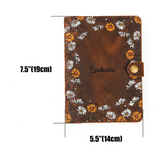 Leather flower floral A6 binder planner organiser, Personalized leather journal notebook, leather gift for her