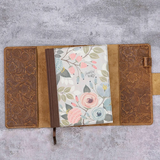 Floral Embossed Genuine Leather Bible Cover Case with Handle for Zondervan NIV Beautiful Word Bible