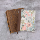 Floral Embossed Genuine Leather Bible Cover Case with Handle for Zondervan NIV Beautiful Word Bible