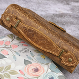 Floral Embossed Genuine Leather Bible Cover Case with Handle for Zondervan NIV Beautiful Word Bible