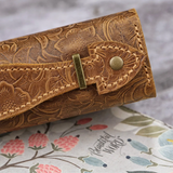 Floral Embossed Genuine Leather Bible Cover Case with Handle for Zondervan NIV Beautiful Word Bible