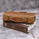 Floral Embossed Genuine Leather Bible Cover Case with Handle for Zondervan NIV Beautiful Word Bible