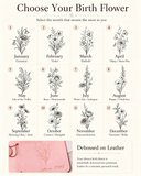 Personalized Birth Flower Leather Journal,Birthday Gift for Her
