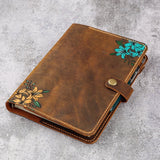 floral leather journal - DMleather