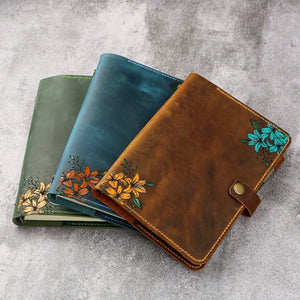 floral leather journal - DMleather