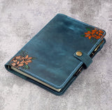 floral leather journal - DMleather