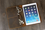 Personalized Vintage Distressed genuine real leather 2024 iPad Air 11 13 case cover, iPad organizer case, ipad air folder