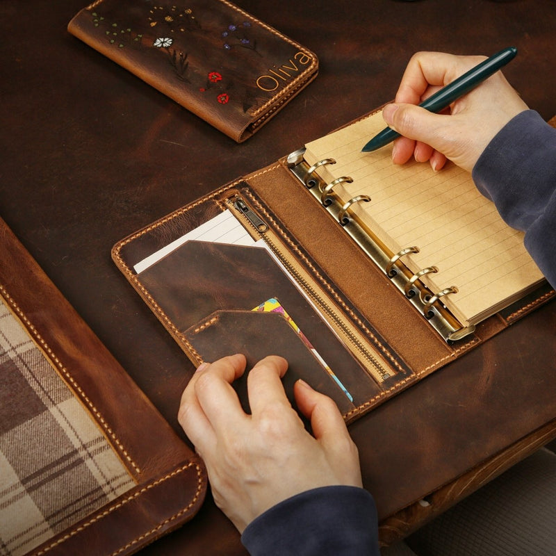 Leather portfolio binder planner DMleather Leather portfolio binder planner DMleather