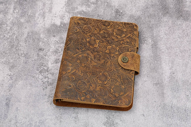 Embossing leather A5 A6 6 ring binder notebook planner