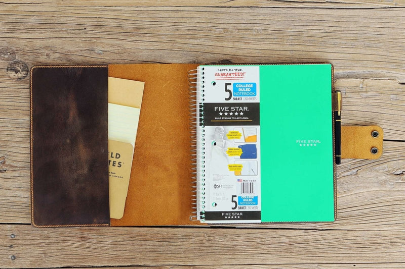 leather portfolio case for 8.5 x 11 letter size spiral notebook