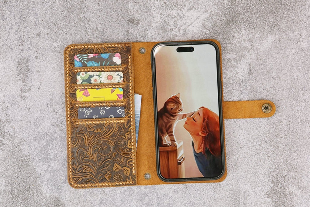 women embossing Leather iPhone 15 14 pro max wallet case For iPhone 15 Plus / with wrist strap women embossing Leather iPhone 15 14 pro max wallet case For iPhone 15 Plus / with wrist strap