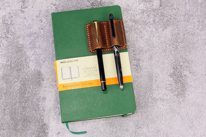 Leather pen pencil holder clip for notebook journal