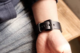 Black leather apple iPhone watch band strap