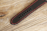 All black hand stitch wide leather watch bands straps