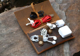 Leather cable management cord organizer charger bag