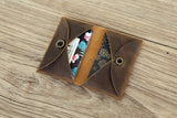 Men front pocket leather business card wallet bag