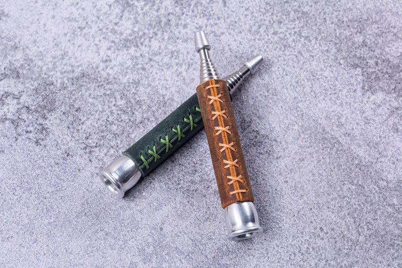 Fire blower with leather sheath camping fire bellow sheath