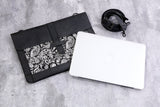 Leather Black Macbook air case bag with shoulder strap