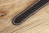 All black hand stitch wide leather watch bands straps