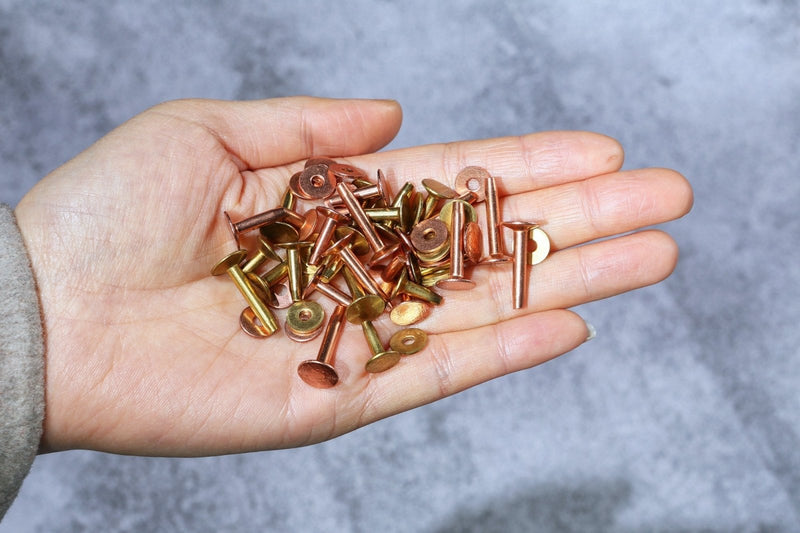 10 PCS Quality solid brass copper leather stud rivets kit