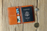 Designer vegetable tanned leather passport cover