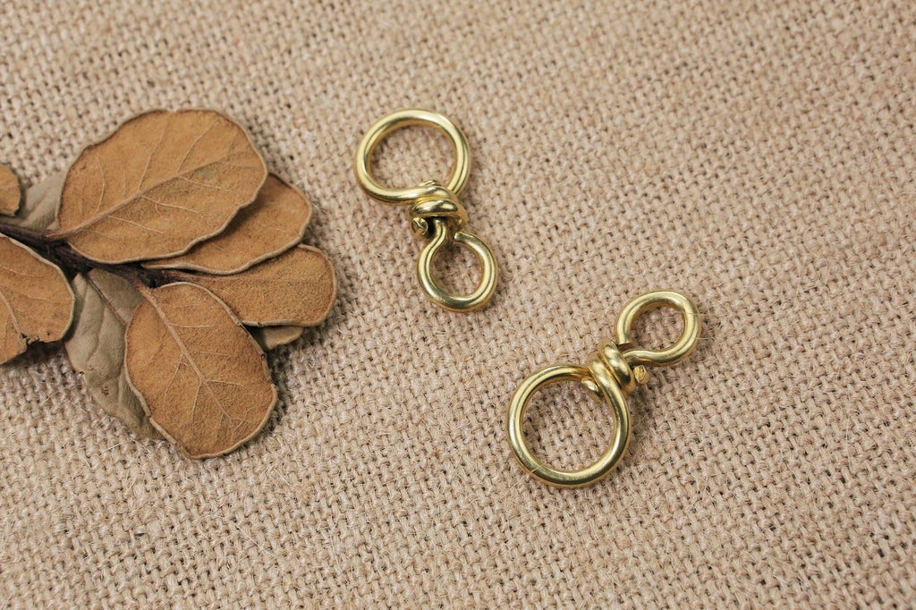1 PCS heavy duty solid brass swivel connector loop hook for leather craft keychain ring