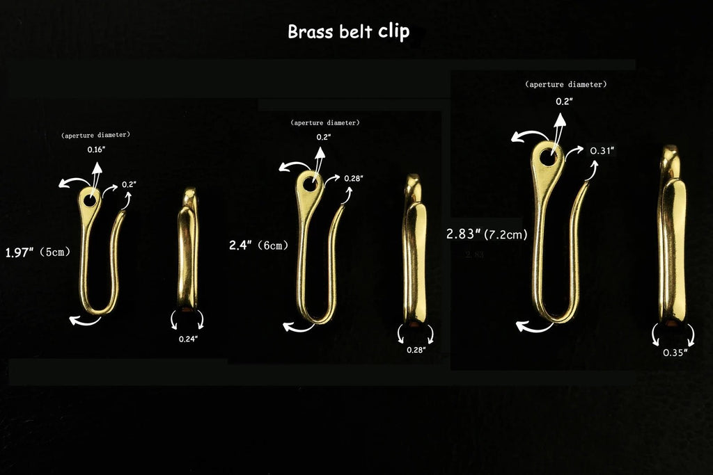 D&M Leather Studio 1 Set Solid Brass U Key Loop Hook Belt Clip Hook for Car Keys Keychain Clip Length - 5 cm