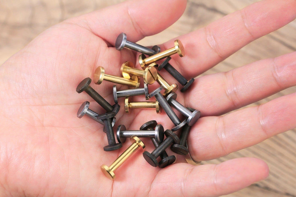 10 Sets 15mm 20mm Solid brass Chicago screws rivets for leather