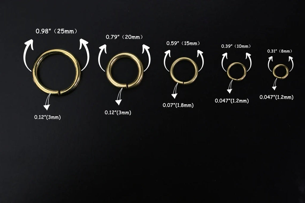 100 PCS Round solid brass large jump rings , brass open split rings –  DMleather