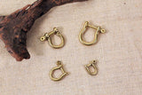 2 PCS Solid Brass D ring with screw pin , D ring screw hooks in Shackle for Leather craft