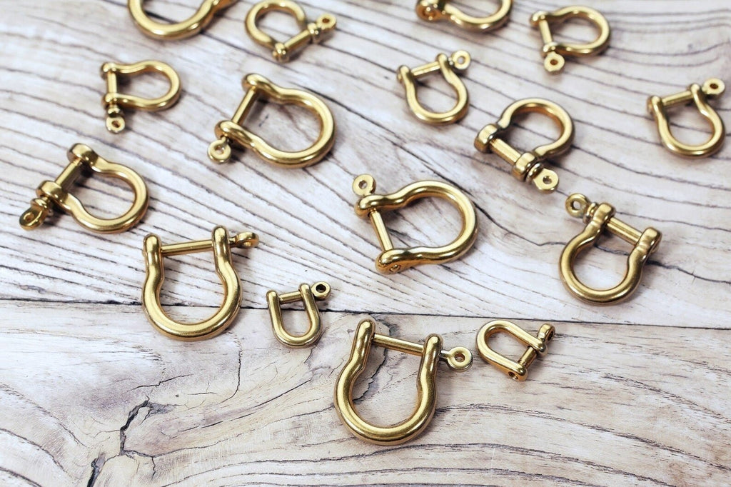 2 PCS Solid Brass D ring with screw pin , D ring screw hooks in Shackl –  DMleather