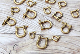 2 PCS Solid Brass D ring with screw pin , D ring screw hooks in Shackle for Leather craft