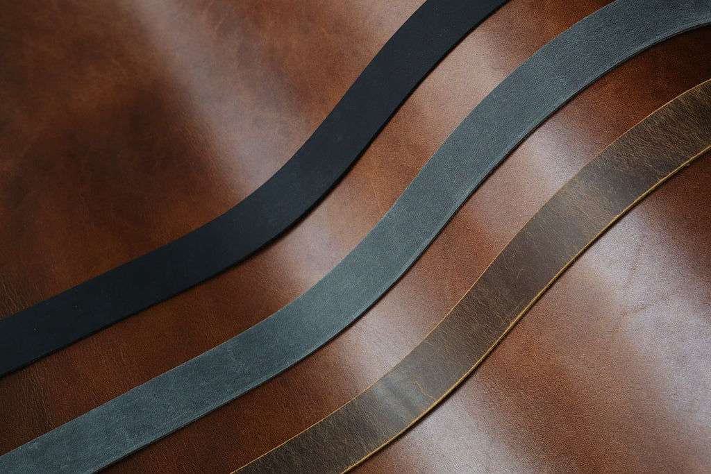 Brown & Black Dark Brown Leather strips 15 mm wide - Brown