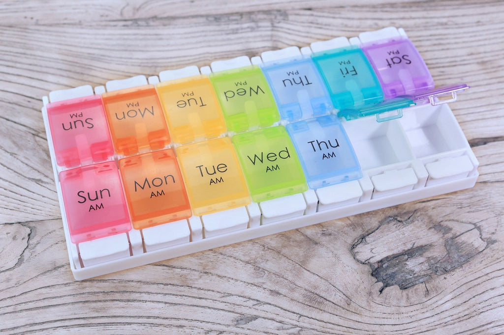 Weekly Pill Organizer 4 Times A Day, Pill Organizer With Drawer